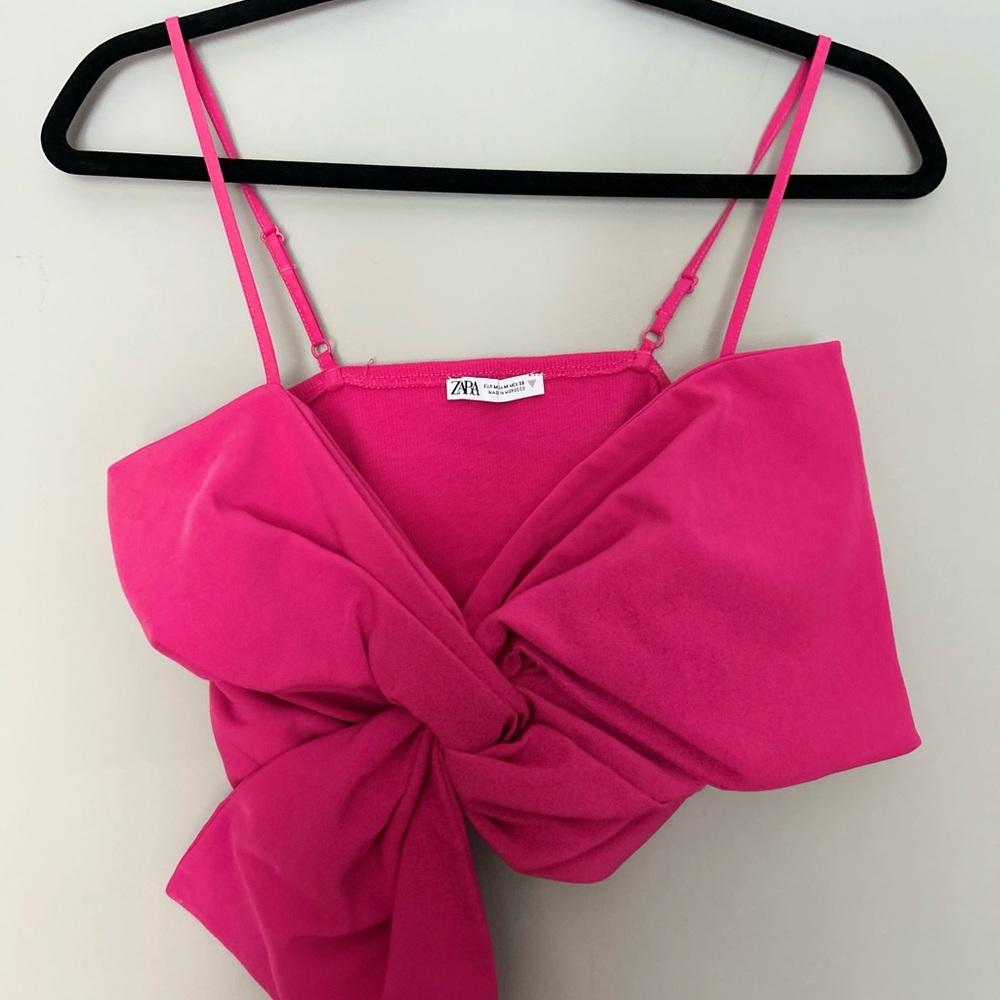 Zara Fuchsia Bow Camisole Top *worn once*